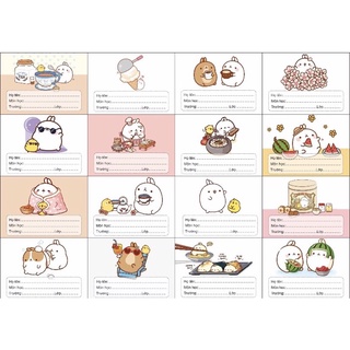 Túi 16 nhãn vở hình siêu cute