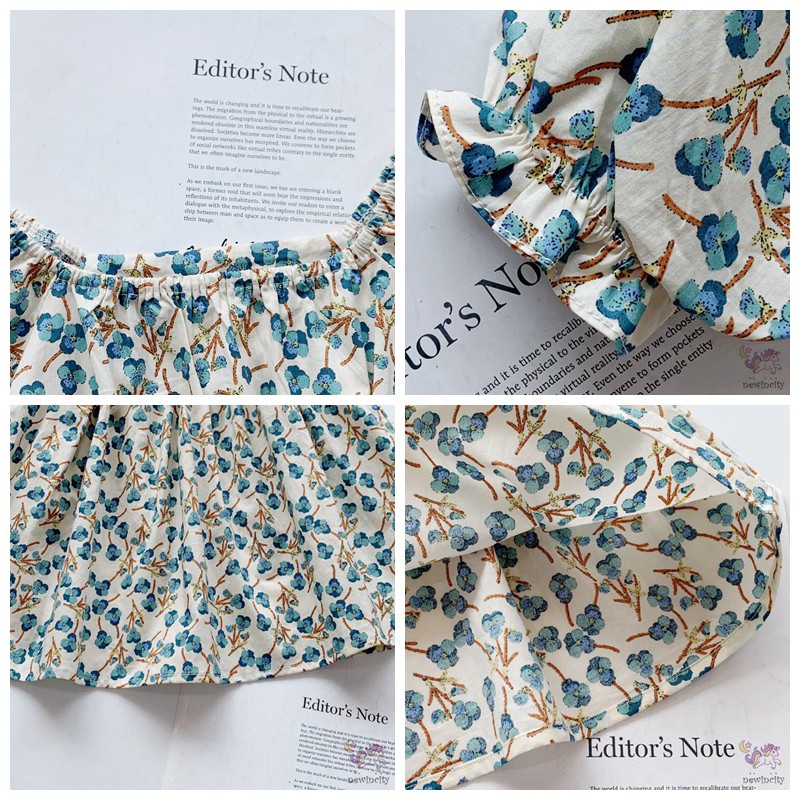 Đầm hoa tay phồng phong cách hàn quốc xinh xắn dành cho bé gái