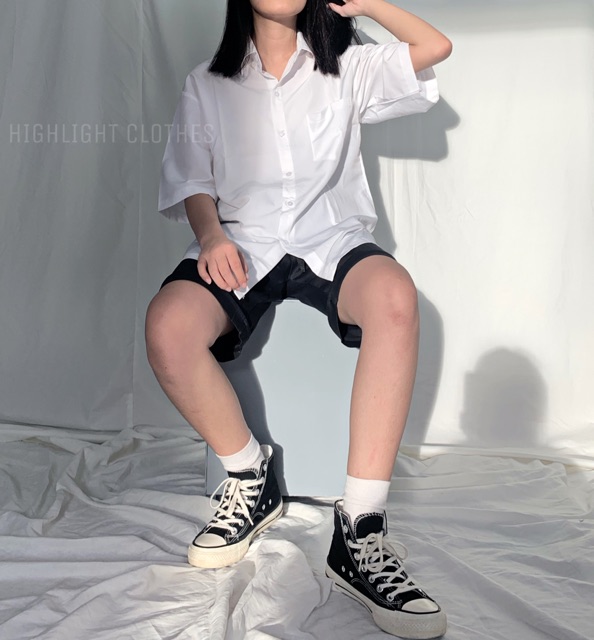 SƠ MI TRẮNG TAY NGẮN BASIC | BigBuy360 - bigbuy360.vn