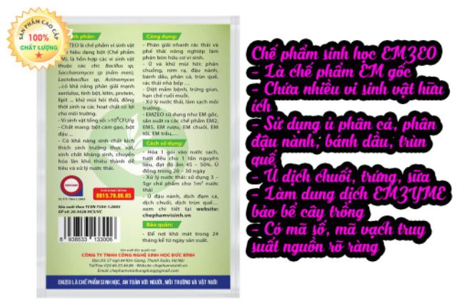 10 GÓI CHẾ PHẨM VI SINH EMZEO AN TOÀN CHO CON NGƯỜI VÀ MÔI TRƯỜNG