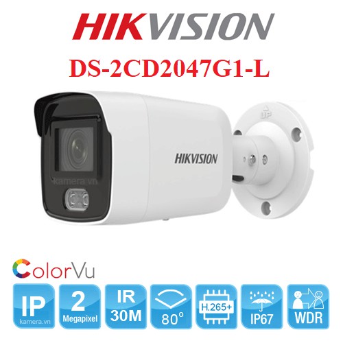 Camera IP COLORVU 4.0 Megapixel HIKVISION DS-2CD2047G2-LU - Hỗ trợ thẻ nhớ- Tích hợp mic - Hàng chính hãng