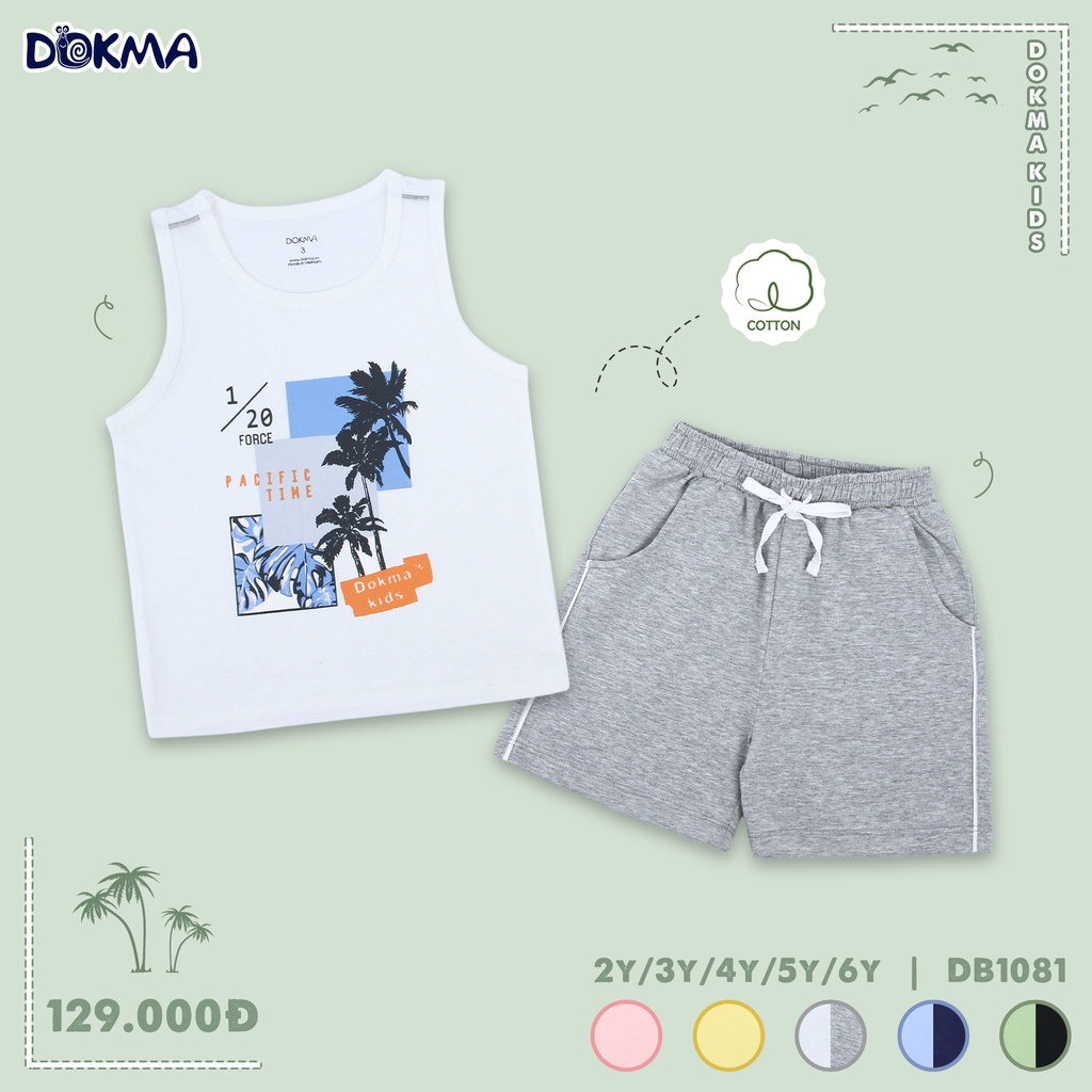Bộ ba lỗ / sát nách dáng thể thao vải cotton cho bé - DOKMA