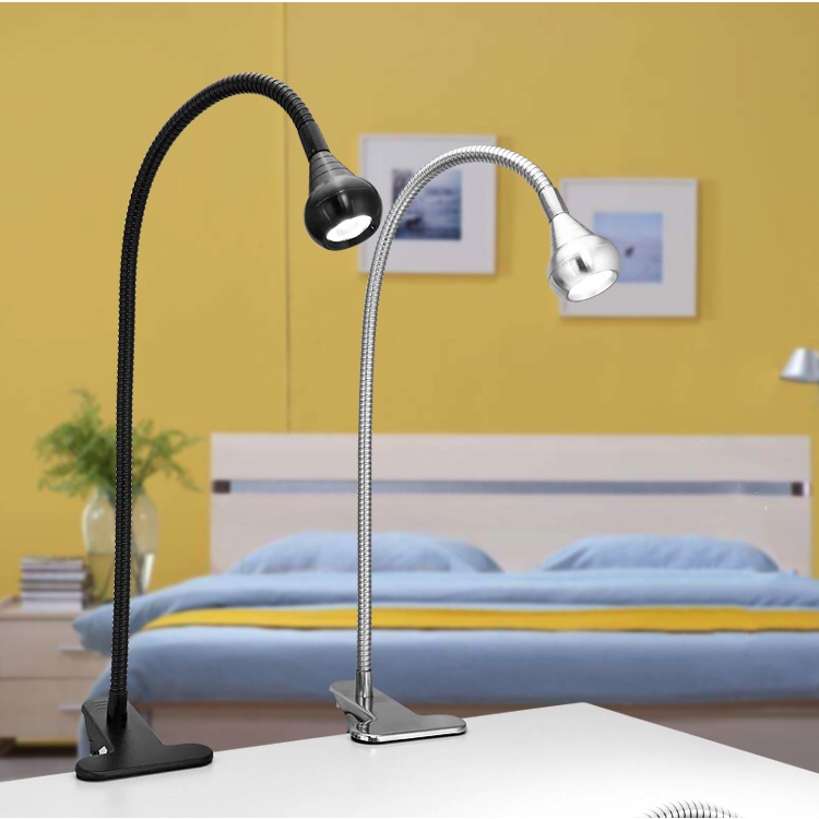 Đèn đọc sách USB kẹp đầu giường Led 3W, Thân đèn kim loại cách nhiệt, Thân đền điều chỉnh 360 độ
