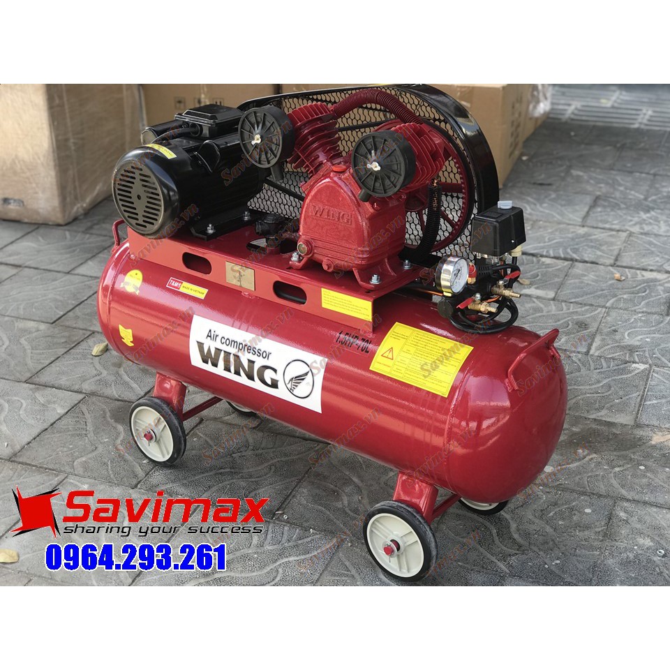 Máy nén khí dây đai hãng Wing, model TW-V-0.12/8 - 70L, công suất 1.5HP