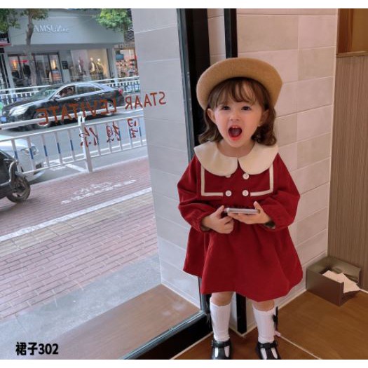 Váy cho bé - Váy nhung babydoll bé gái AM825