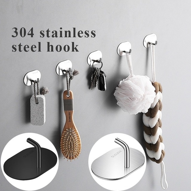 Móc Treo Đồ Gắn Tường Hình Tròn Bằng Thép Không Gỉ Không Cần Khoan Chống Nước