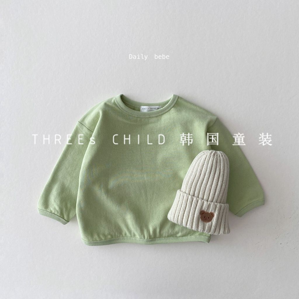 Áo Thun Cotton Tay Dài Cổ Tròn Phong Cách Hàn Nhật Mới 2022 Cho Bé Trai Gái 1-2 - 3 Tuổi
