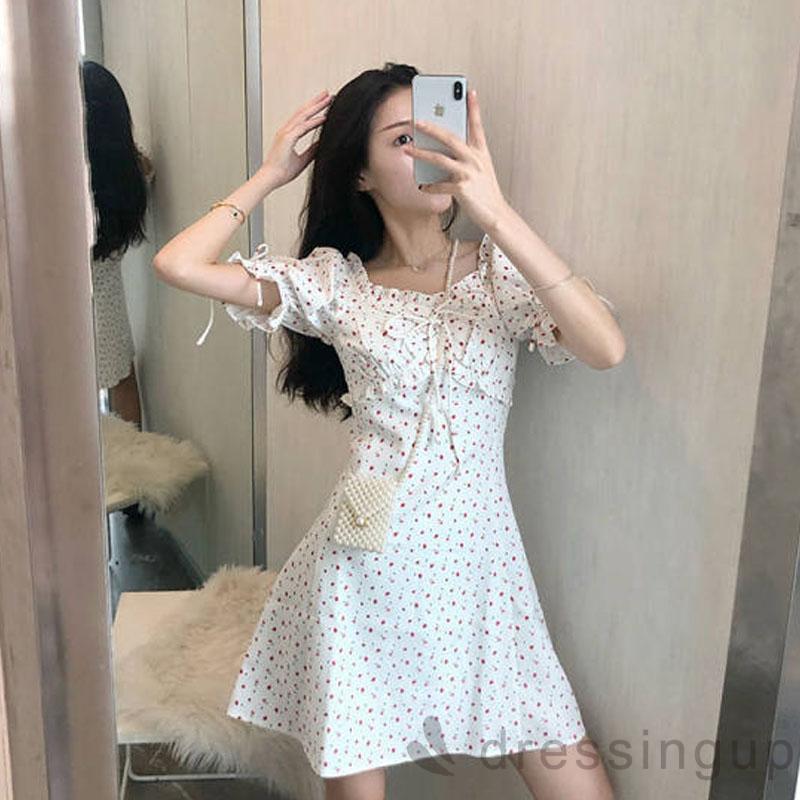 Đầm Nữ Tay Ngắn Họa Tiết Hoa Thanh Lịch Xinh Xắn | BigBuy360 - bigbuy360.vn