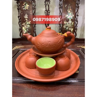 Bộ ấm chén khay đỏ Bát Tràng