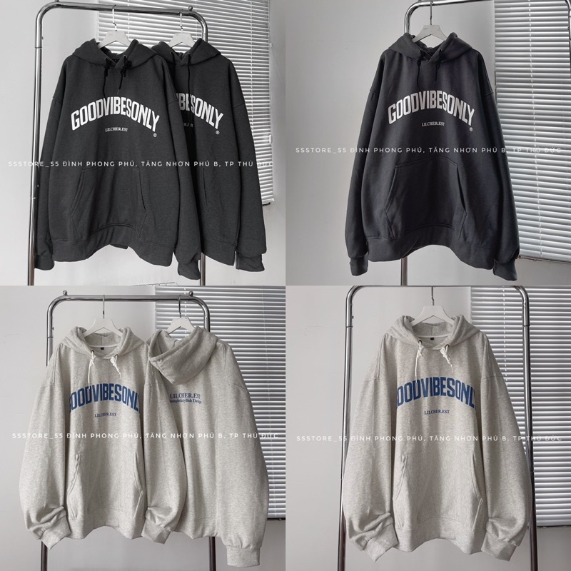 Áo Hoodie nỉ GOODIBES 2 màu form rộng unisex nam nữ