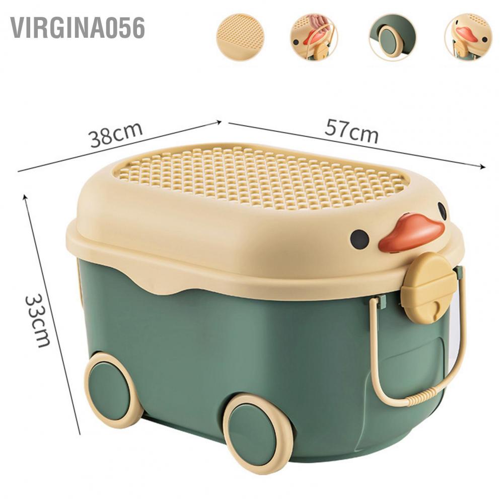 Có thể bán buôn Hộp đựng đồ chơi Đa năng Vịt dễ thương quần áo bằng nhựa có bánh xe cho trẻ em Hàng giao ngayVirgina056