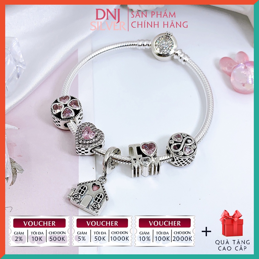 [Hàng cao cấp] Vòng tay bạc 925 cao cấp dành cho nữ - Vòng tay charm bạc I LOVE MOM FOREVER, tình yêu gia đình - DNB016