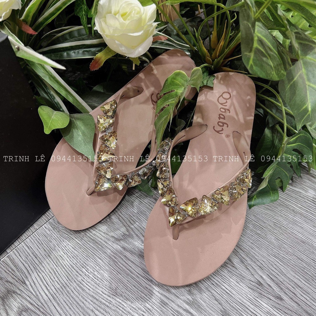 Dép Xỏ Ngón , Dép Kẹp Nữ Đính Đá Cao 2cm QC Cao Cấp 2022 TRINH LÊ SHOP GIÀY DÉP