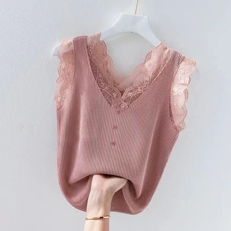Áo Hai Dây Phối Ren Dáng Suông Rộng Thiết Kế Thời Trang Cho Nữ
