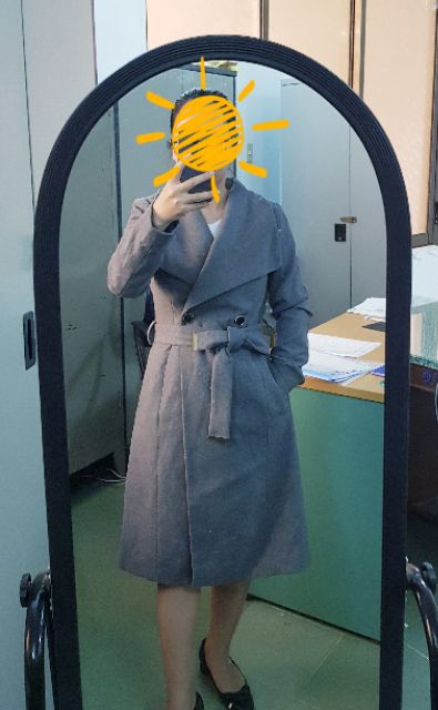 Áo khoác dạ mềm hãng Tu clothing sz M màu xám sáng hơn chụp  new dáng giống mẫu mặc