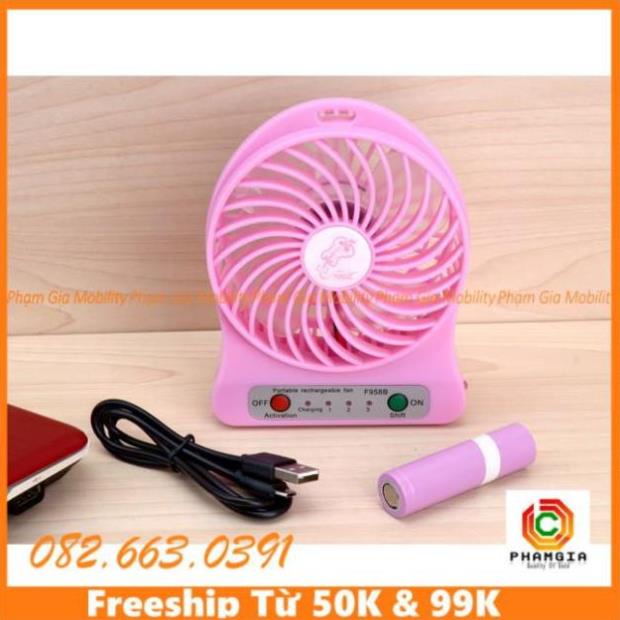 [Mã ELHA22 giảm 5% đơn 300K] Quạt sạc pin mini 3 tốc độ quạt, nhỏ gọn - bền - giá rẻ (tặng kèm sẵn pin)