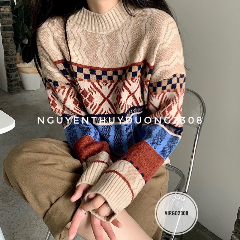 [Ảnh thật/Sẵn]Áo len Ulzzang thổ cẩm Quảng Châu mã N01