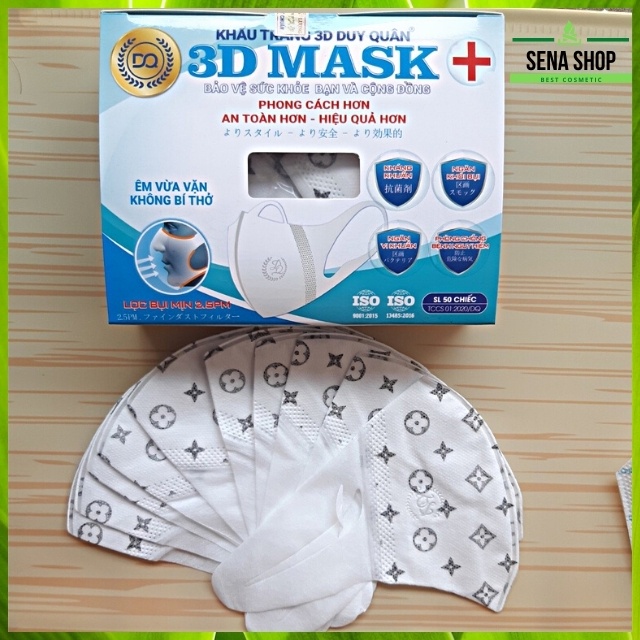 [Sale 3 Ngày] Khẩu Trang 3D Mask LV Họa Tiết Duy Quân, Cường Thịnh Công Nghệ Nhật Siêu Đẹp, Ôm Mặt, Co Giãn