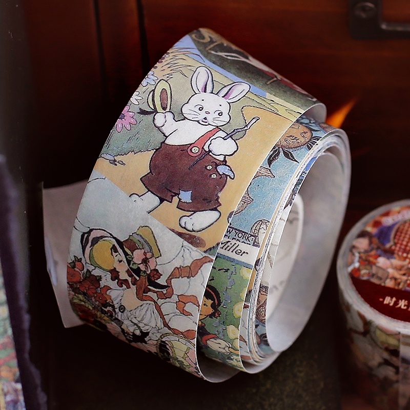 Cuộn Băng Keo Giấy Washi 3M Dán Trang Trí Sổ Tay Phong Cách Retro