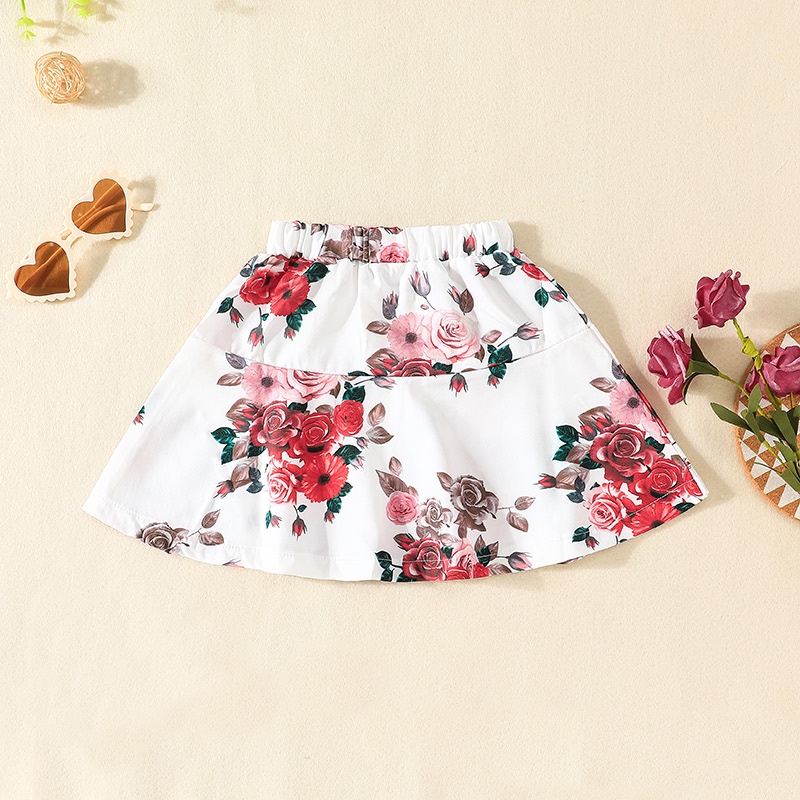 Combo bộ đồ bé gái 1-6 tuổi áo ba lỗ hai dây Hoa váy ngắn set mùa hè thời trang cho bé trẻ em sơ sinh