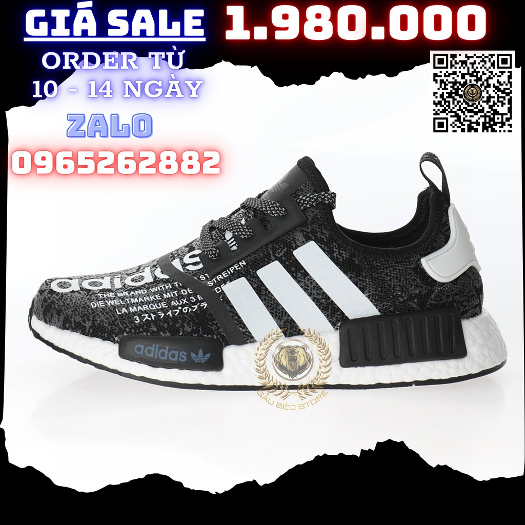 Order 2-3 Tuần + Freeship Giày Outlet Store Sneaker _Atmos x Adidas Originals NMD_R1"Black/White/Blue/Red"R1 MSP:  ➡️