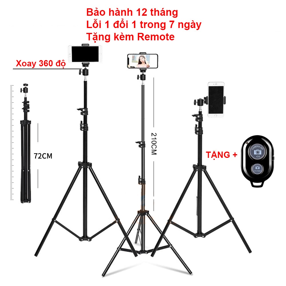 Giá Đỡ Điện Thoại - Tripod Quay TikTok Chân Đèn Livestream 2m1 + Điều Khiển Bền Đẹp Chắc Chắn Triệu View