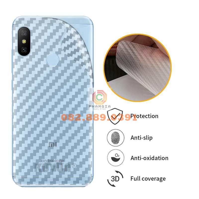 Miếng dán mặt lưng skin carbon Xiaomi Mi 8/ Mi A1