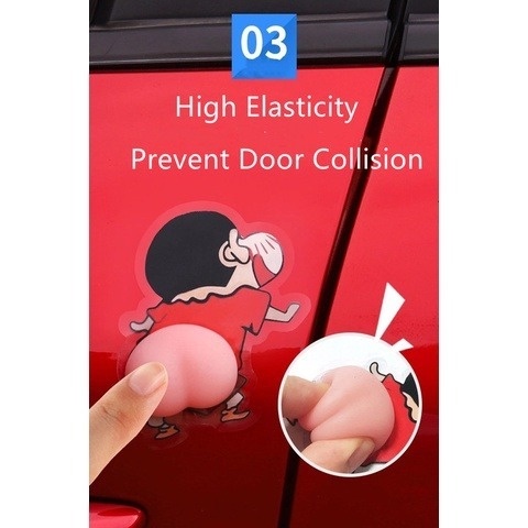 2 Miếng dán Silicon chống trầy xước va chạm cho xe hơi thiết kế hình hoạt hình dễ thương đa năng