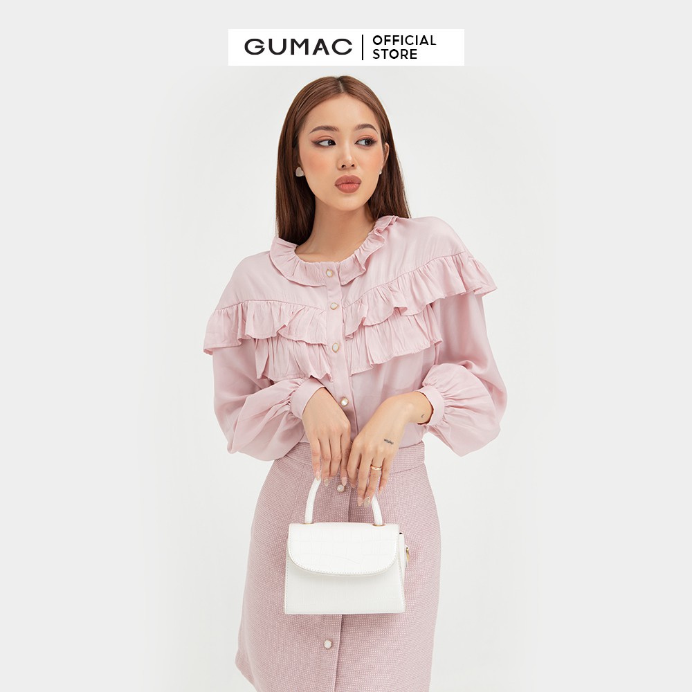Chân váy nữ gấm nẹp giả GUMAC đủ màu, đồ công sở thanh lịch VB408 | BigBuy360 - bigbuy360.vn