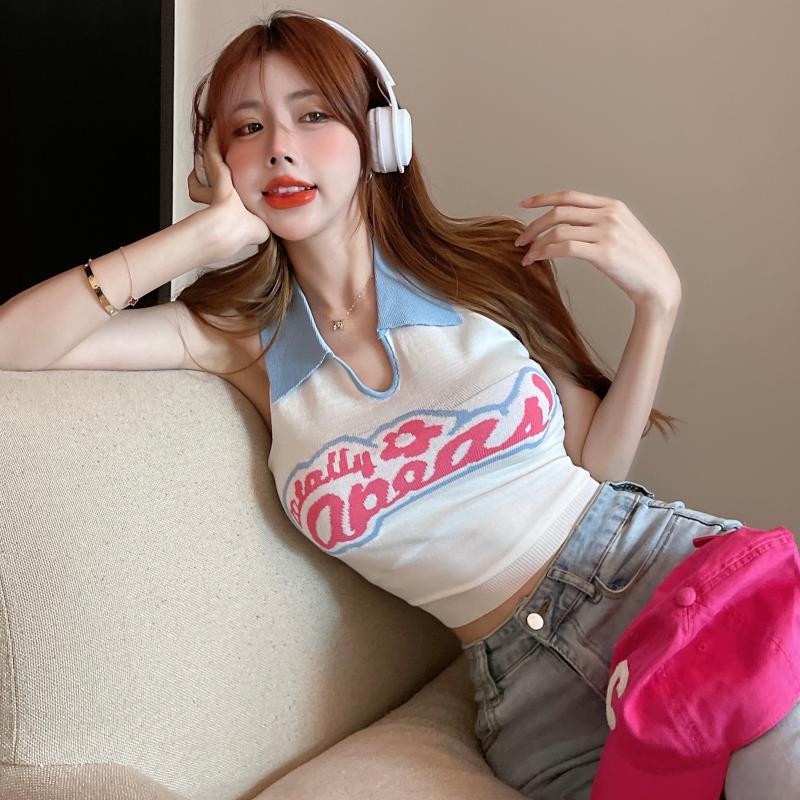 Áo Sát Nách Cổ polo Màu Sắc Trẻ Trung Quyến Rũ Thời Trang Hè Cho Nữ