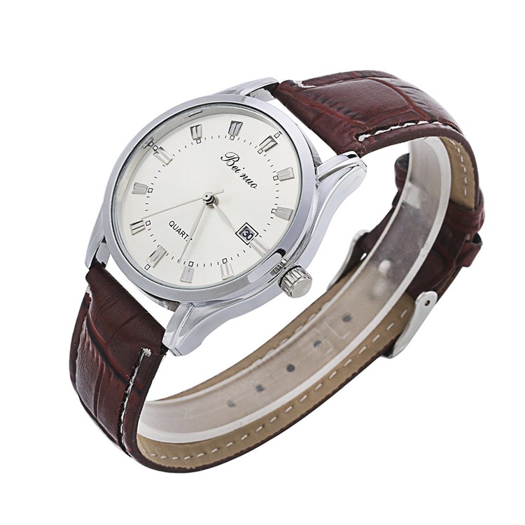 Đồng hồ nam BEI NUO mặt tròn, dáng cổ điển, mặt Mineral chống xước, chống nước tốt tặng kèm hộp và Pin dự phòng