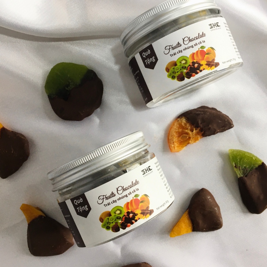 [Giá dùng thử] Socola nhúng trái cây thập câm 4 vị - Hũ pet 50g - SHE Chocolate - Hương vị thơm ngon, tốt cho sức khỏe