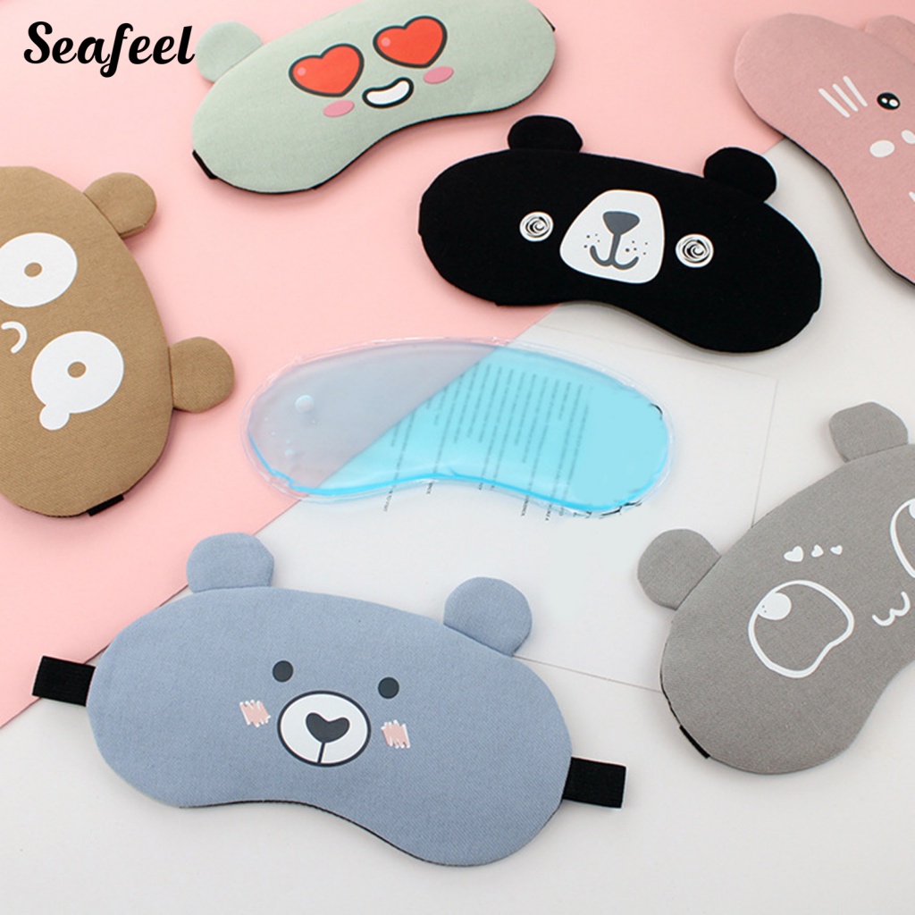 Miếng Bịt Mắt Chất Liệu Cotton Lanh Họa Tiết Biểu Tượng Cảm Xúc Dễ Thương Vui Nhộn
