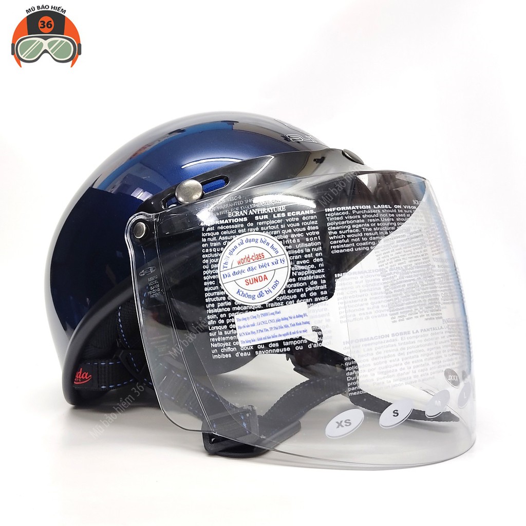Mũ bảo hiểm SUNDA HALYA kèm kính CA-105 che mặt - màu xanh tím than bóng