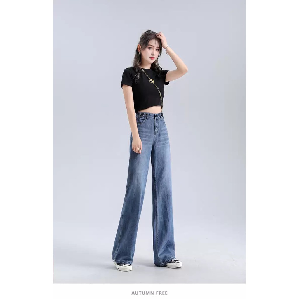 [ TRENDY ] QUẦN JEAN ỐNG RỘNG NỮ LƯNG CAO XANH ĐẬM RÂU MÈO LAI CUỐN TRƠN FORM DÀI RỘNG HOT HIT CỰC ĐỈNH SIÊU GHIỀN CHẤT