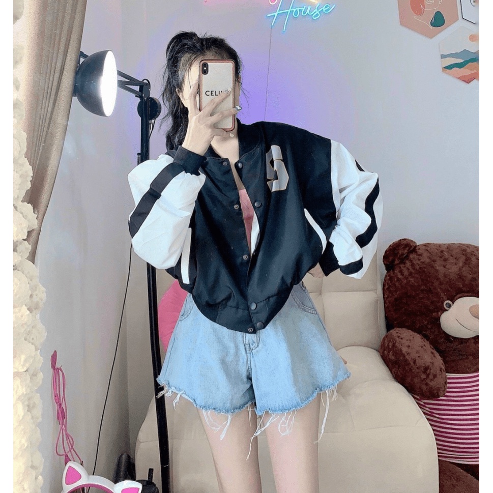 Áo Khoác Nữ Croptop Số 8 Chất Dù Gió 2 Lớp Kiểu Bomber Form Chuẩn Mặc Thoải Mái [NEW UNISEX]