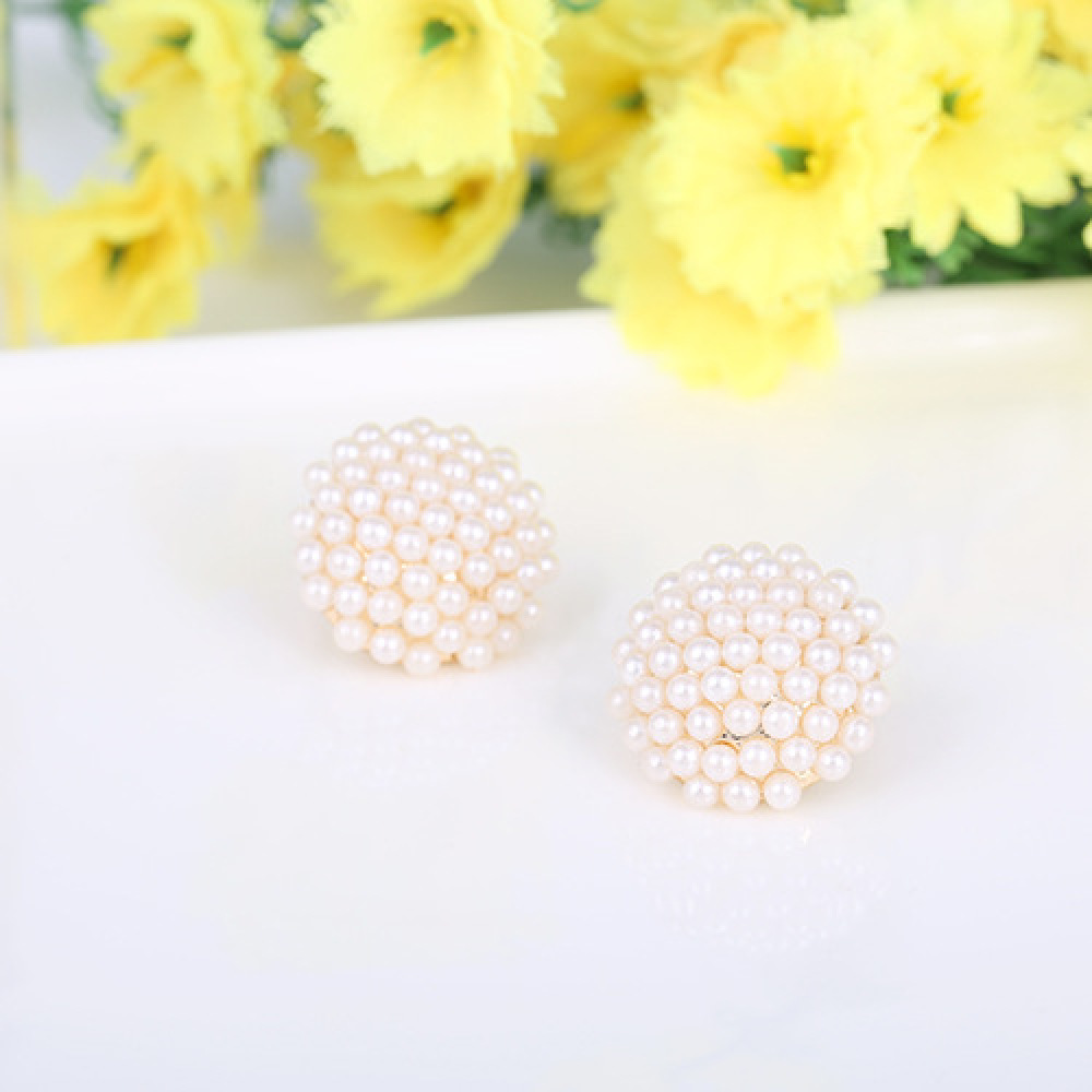 Khuyên kẹp vành tai đính ngọc trai nhân tạo hình tròn không xỏ lỗ cho nữ