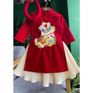 Áo dài nhung cho bé gái