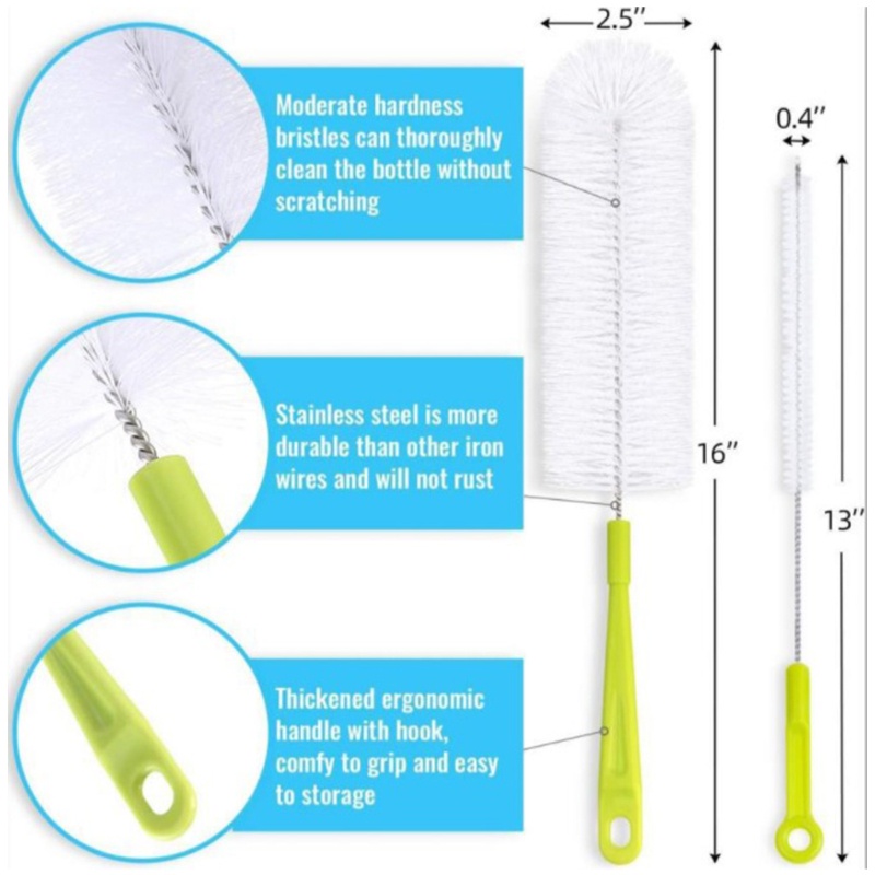 Set 5 Cọ Vệ Sinh Bình Nước / Ống Thủy Tinh Tay Cầm Dài Tiện Lợi Dành Cho Trẻ Em