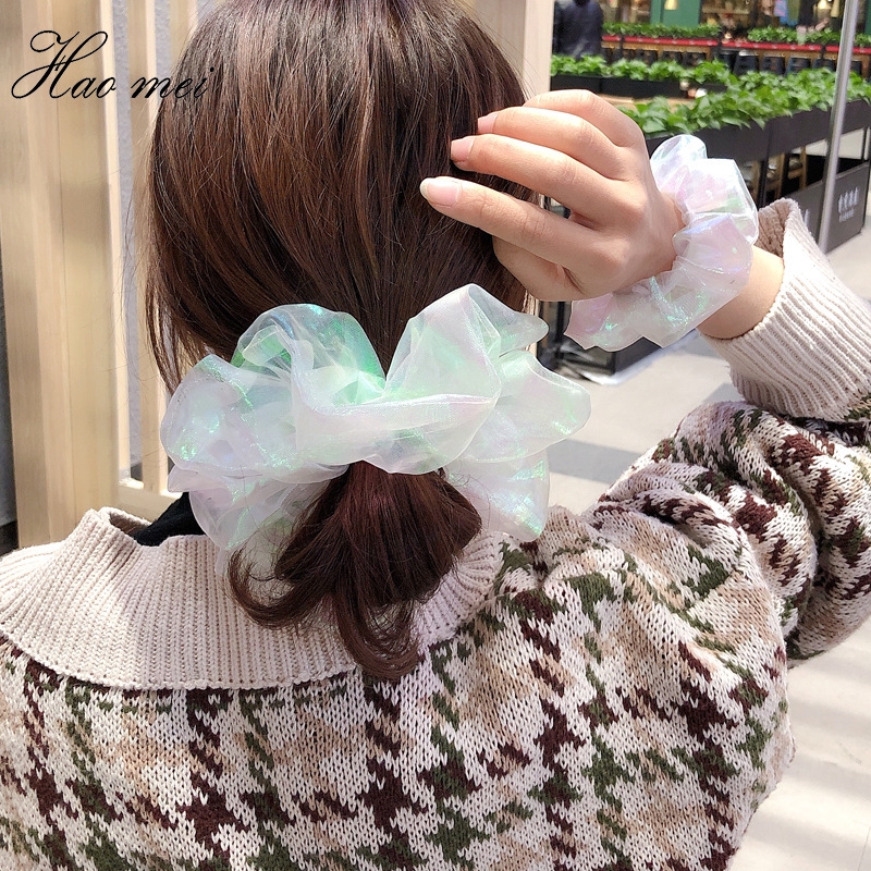 Dây thun buộc tóc bằng vải lưới ngọt ngào phong cách Hàn Quốc cho nữ
