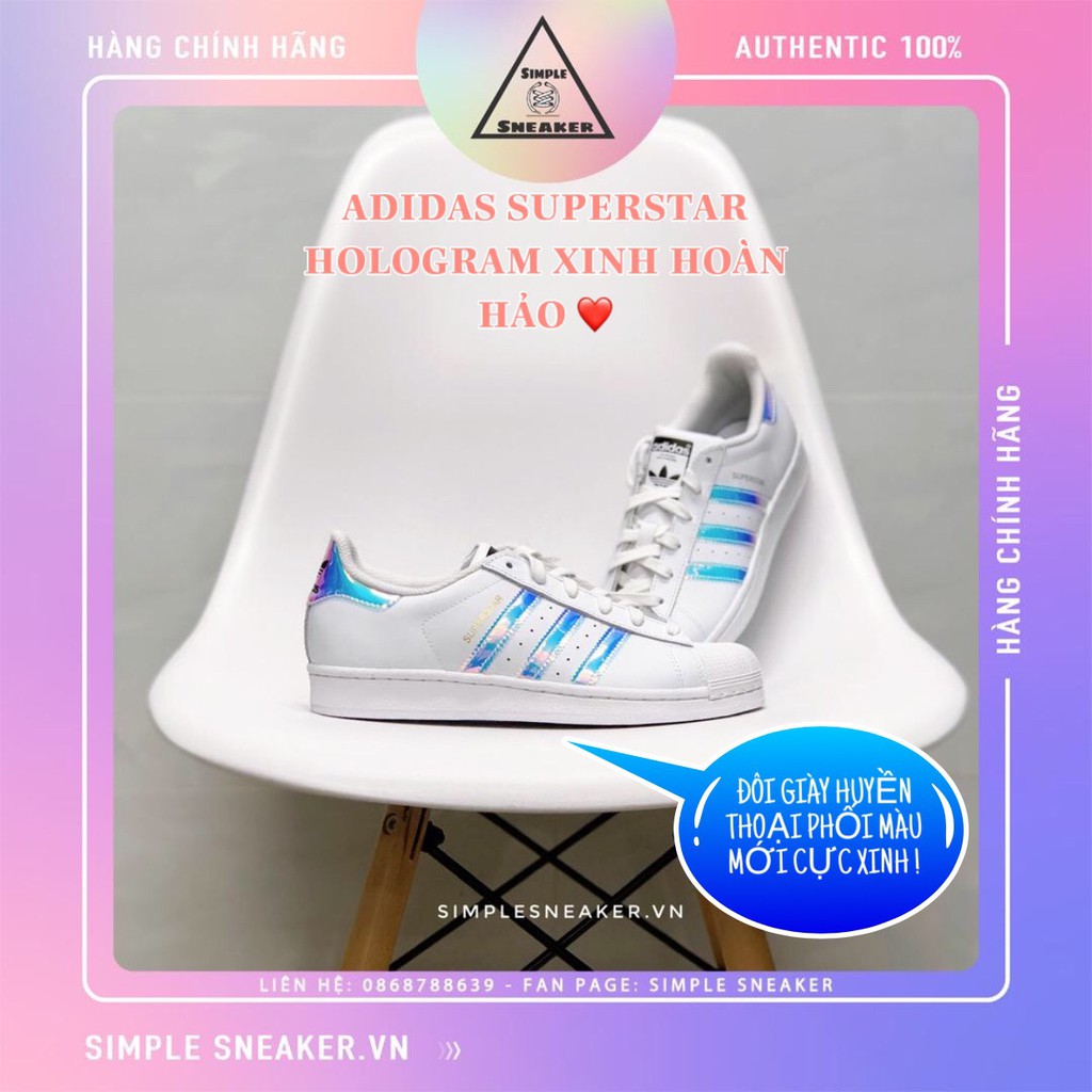 Giày Superstar Nữ 🔴FREESHIP🔴 Giày Adidas Chính Hãng- Adidas Superstar Hologram Nữ Chuẩn Auth [AQ6278]
