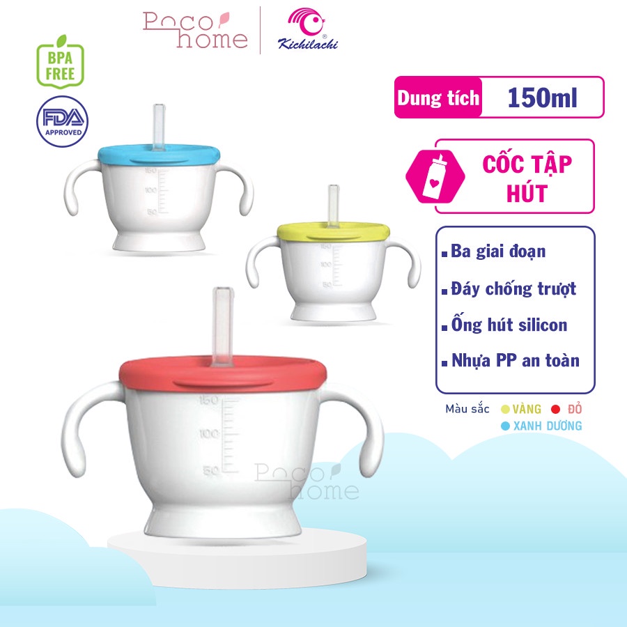 Cốc tập uống 3 giai đoạn Kichilachi,dành cho bé từ 6 tháng,dung tích 150ml
