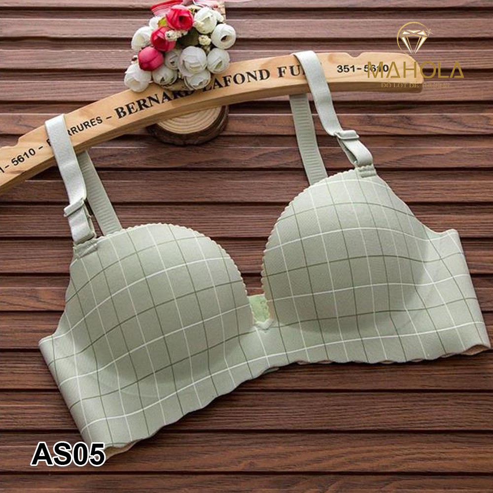 Áo Lót Mút Mỏng Su Không Gọng Kẻ Caro_Mahola_ AS05