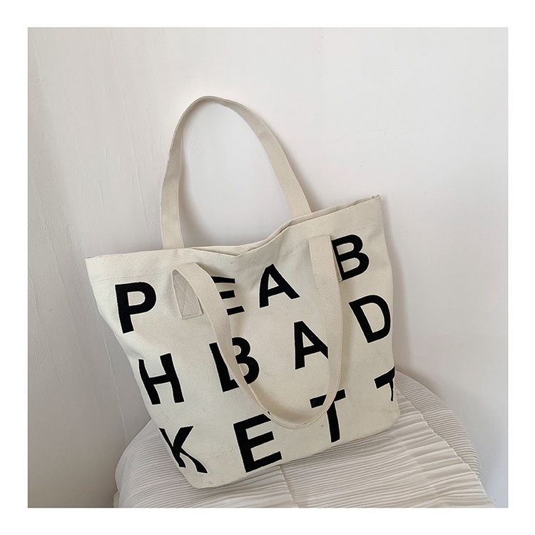 Túi Vải canvas Có In Chữ Phong Cách Hàn Quốc Thời Trang Cho Nữ