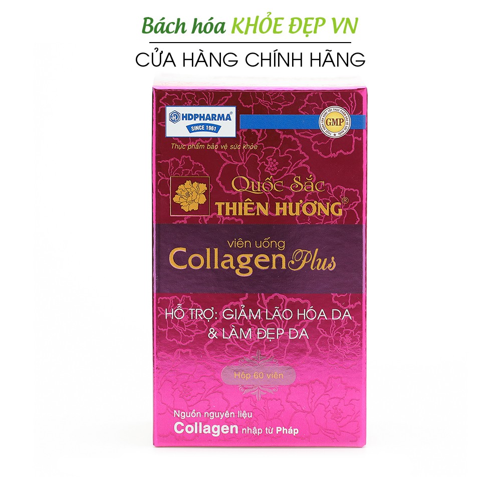 Quốc Sắc Thiên Hương Collagen Plus giúp đẹp da, giảm nám sạm da - Chai 60 viên