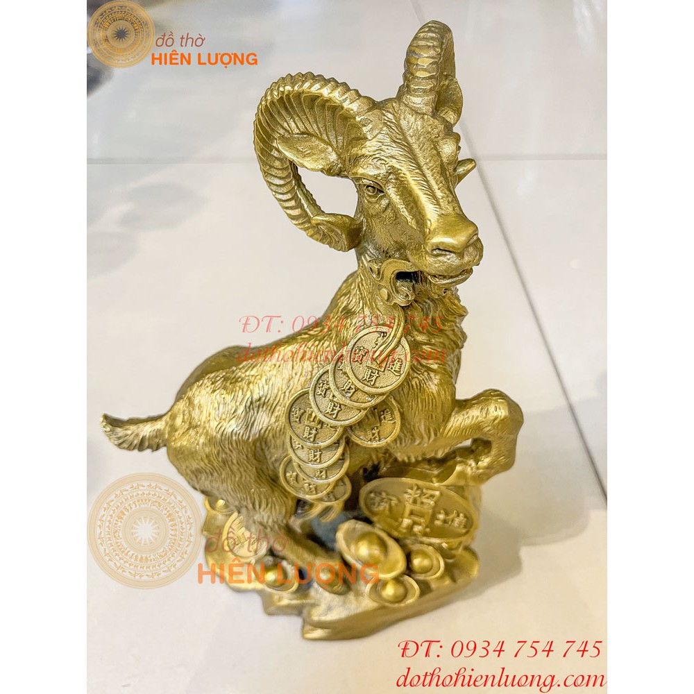 Tượng Dê Bằng Đồng Phong Thủy Ngậm Xâu Tiền Để Bàn Làm Việc 3 Cỡ