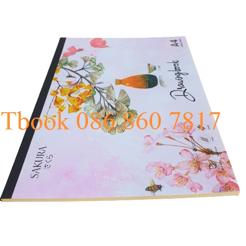 [Mã LIFEBOOK2 giảm 10% đơn 0Đ] Vở vẽ A4 Sakura giấy rất dày định lượng 160gsm bình hoa