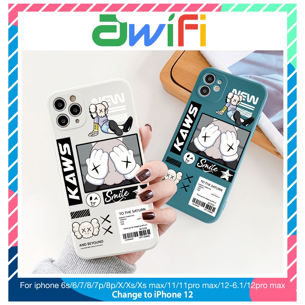 Ốp lưng iphone cạnh vuông kaws smile 6/6plus/6s/6splus/7/7plus/8/8plus/x/xr/xs/11/12/pro/max/plus/promax- Awifi S4-1