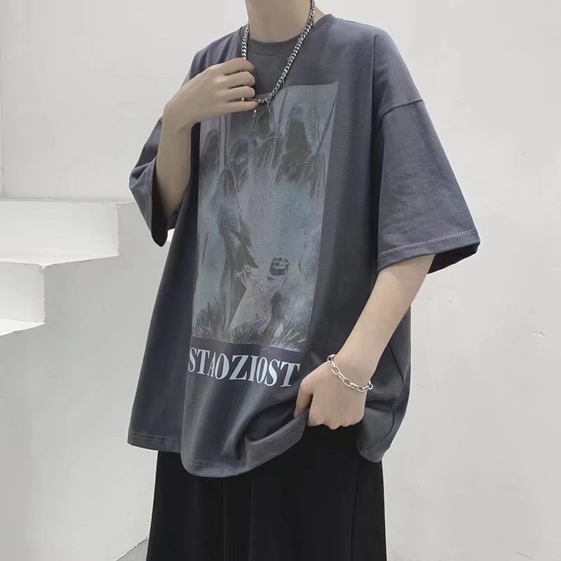 Áo Thun Tay Ngắn Dáng Rộng In Chữ Thời Trang Mùa Hè Cho Nam Và Nữ Size M-8XL