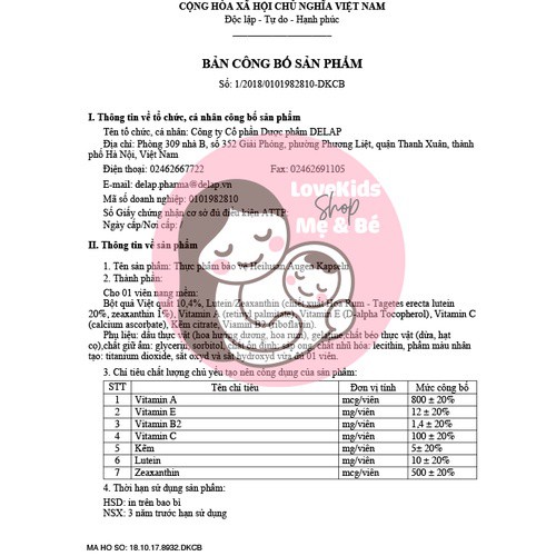 Viên bổ mắt - Tăng cường thị lực - Giảm các triệu chứng về mắt - heilusan augen kapseln -